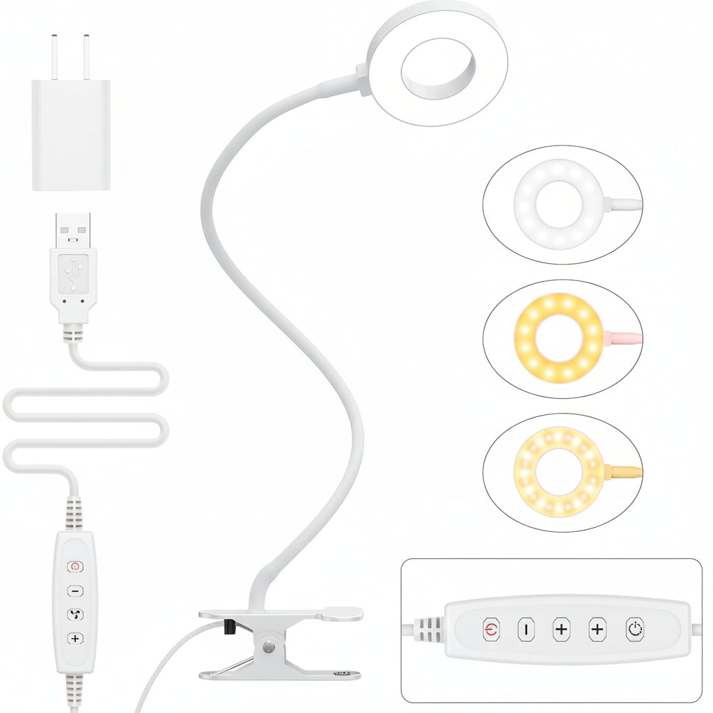 iZELL Desk Lamp with Clamp - 3 Modes, 10 Brightness