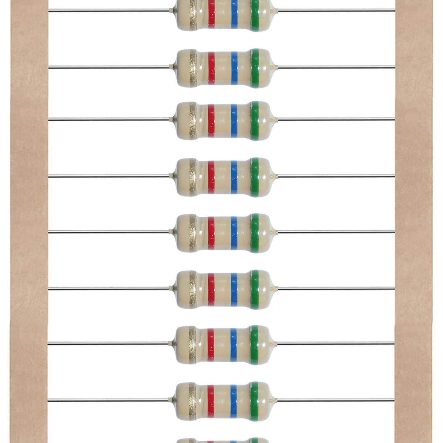 AUKENIEN Carbon Film Resistors Assortment 25 Values 1250 Pieces 1 Ohm to 1M Ohm 1/2W 5% Resistor Kit