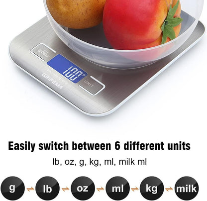 GRIFEMA High Precision Kitchen Scale 5000g Capacity With Backlit LCD