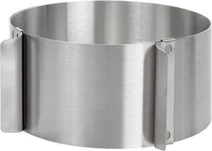 wenco Cake Ring Adjustable 16-30 cm, 8 cm High Stainless Steel Cake Ring, Baking Accessories for Cakes, Heat Resistant up to 180 °C, Rustproof, Silver, Dishwasher Safe