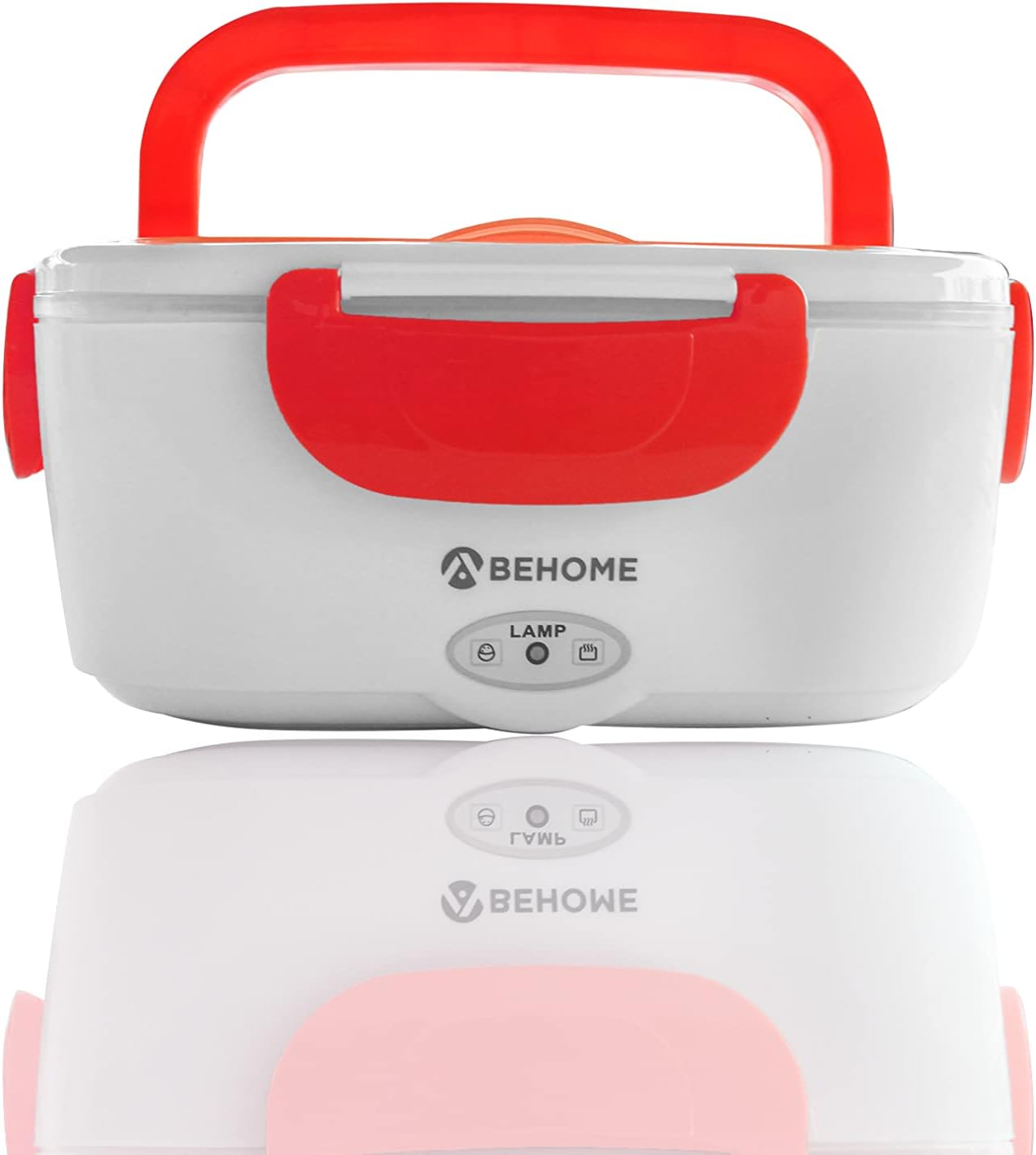 BEHOME 1.5L Electric Lunch Box with Dual Containers Red