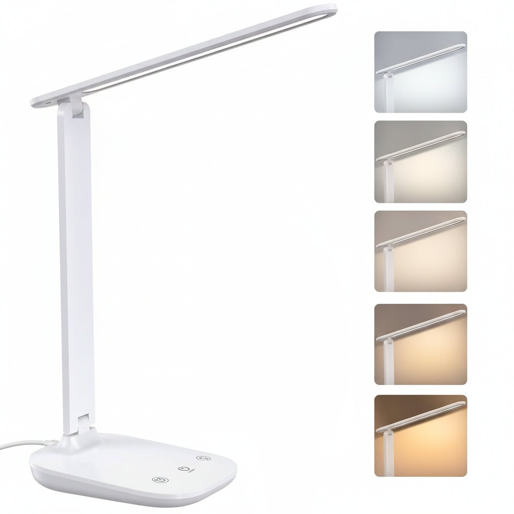 BSRANE ADL-001 LED Desk Lamp Eye-Caring 700 Lumen 5 Colour Modes USB Charging Port White