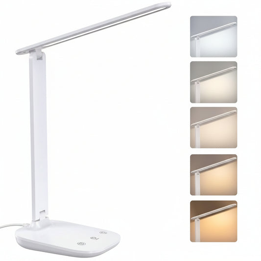 BSRANE ADL-001 LED Desk Lamp Eye-Caring 700 Lumen 5 Colour Modes USB Charging Port White