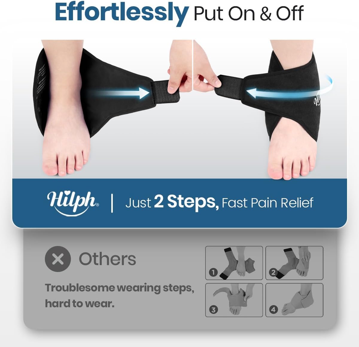 Hilph Adjustable Ankle Ice Pack Wrap for Pain Relief