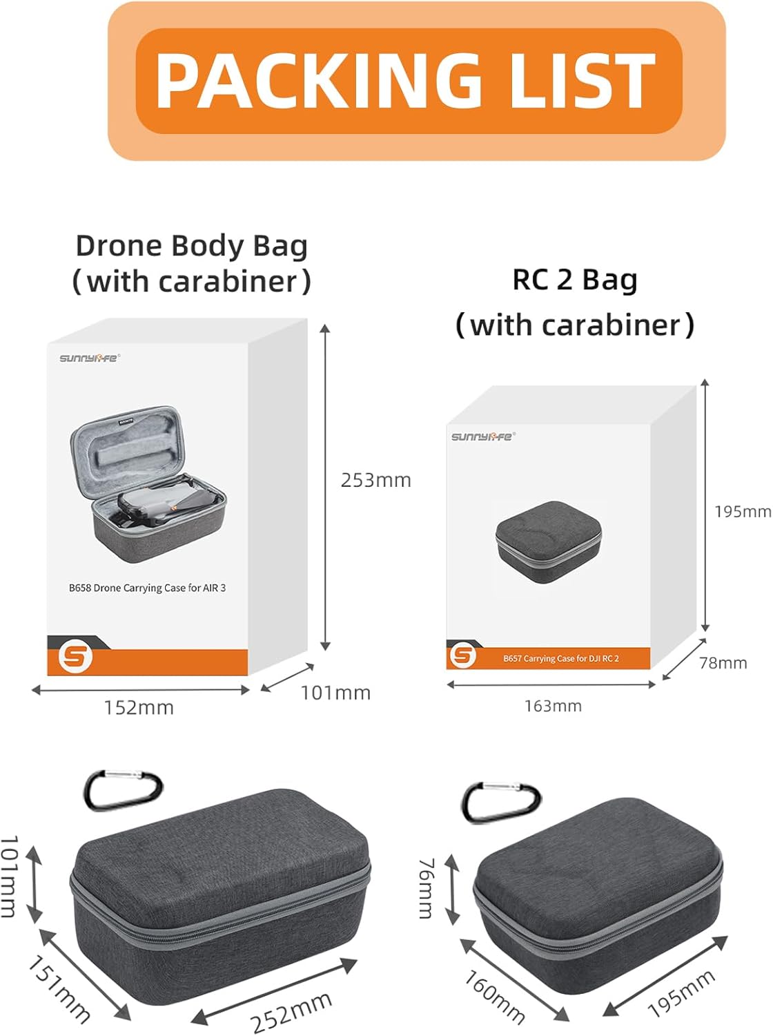 ZJRXM Travel Bag for DJI Air 3 & RC 2 Drones