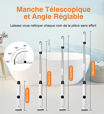 Luctry Electric Cleaning Brush Adjustable Handle 2 Speeds IPX7 White