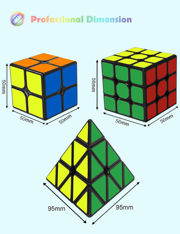 Roxenda Magic Cube Set – 2x2, 3x3 & Pyramid Speed Cube