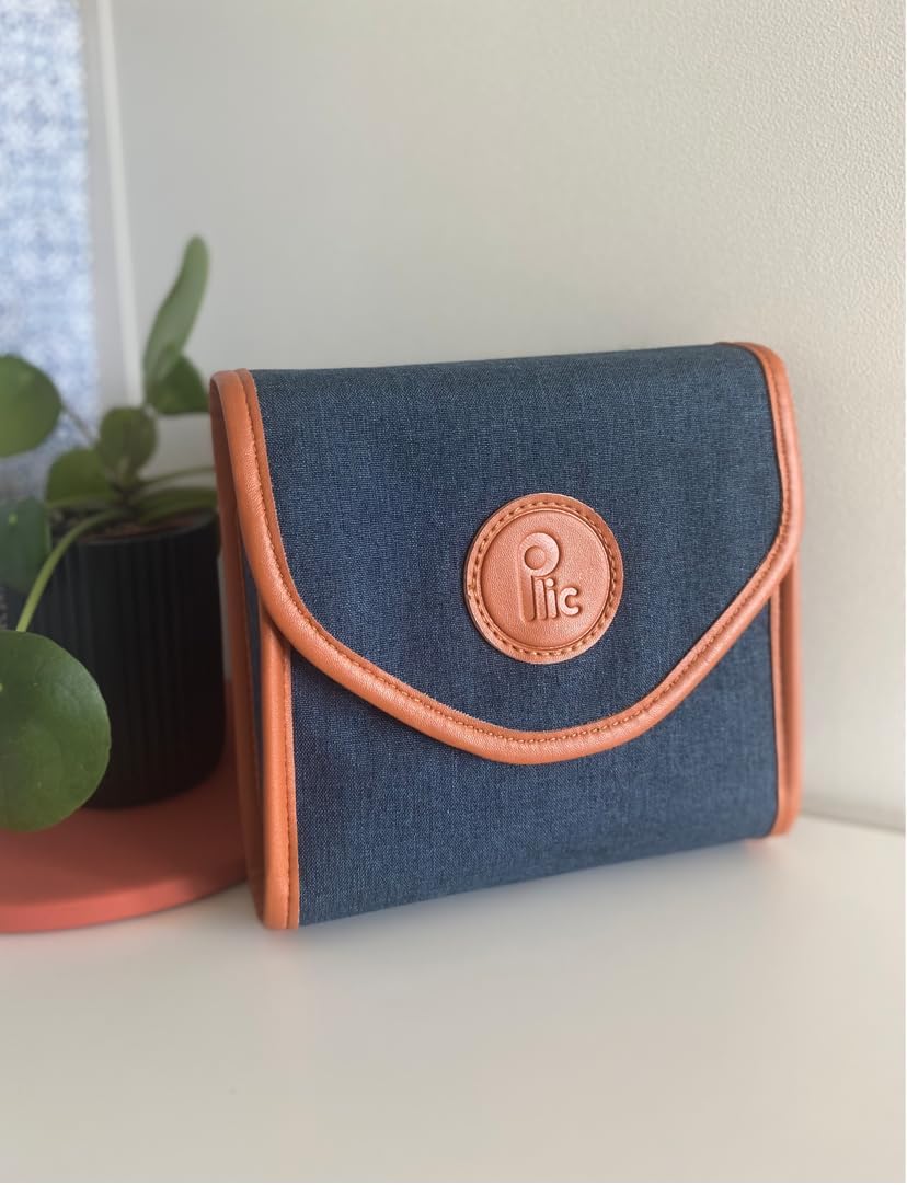 Blue Canvas Jumbo Weekly Pill Box with 7-Day Compartments