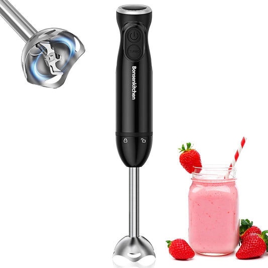Powerful 1000W Stainless Steel Immersion Blender for Smoothies, Soups, Baby Food