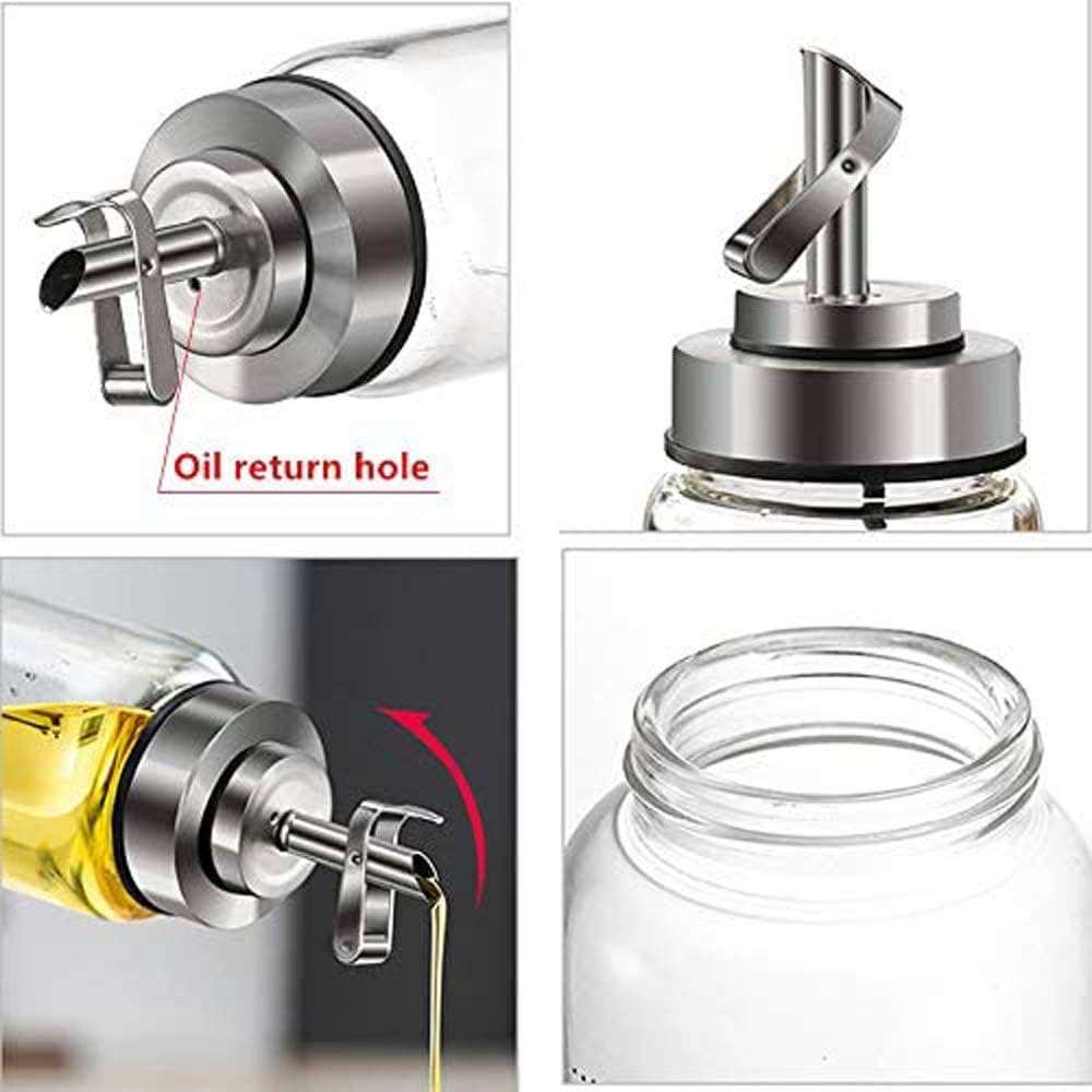FARI 500 ml Vinegar and Oil Bottle, Stainless Steel & Glass Dispenser – Leak‑Proof, Dishwasher Safe (2 Pack)