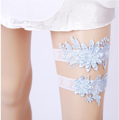 Florry Wedding Garter Blue Lace Bride Set 2PCS