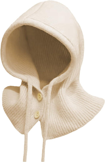 Cozy Thick Knit Beanie with Attached Scarf for Women Winter