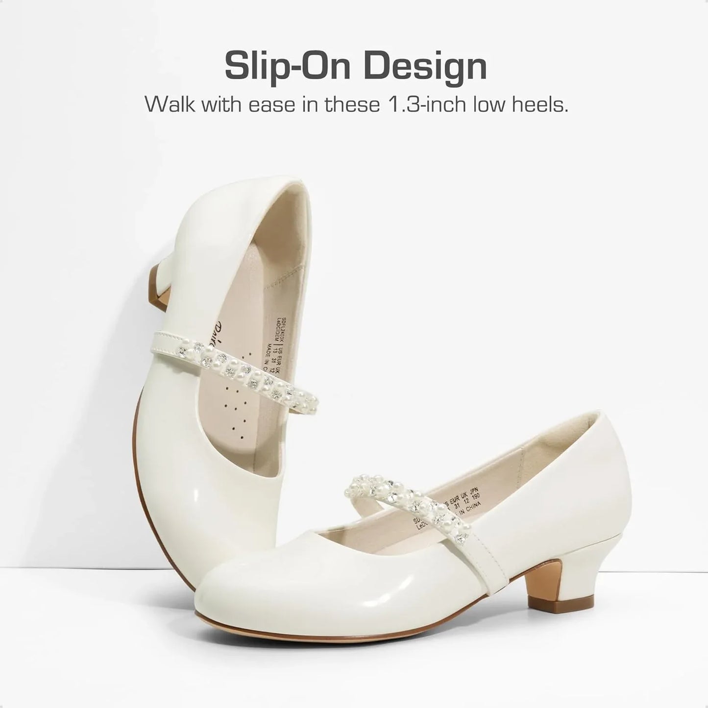 DREAM PAIRS Girls Low Heel Mary Jane Shoes with Rhinestones. - Gomix Brands Outlet