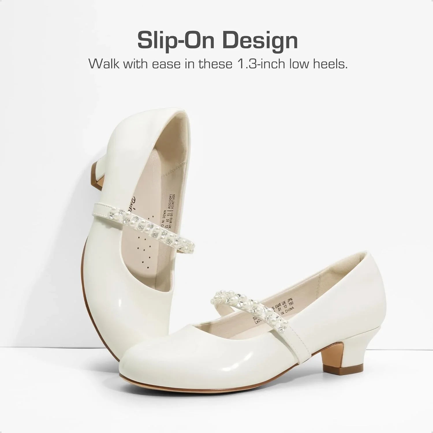 DREAM PAIRS Girls Low Heel Mary Jane Shoes with Rhinestones. - Gomix Brands Outlet