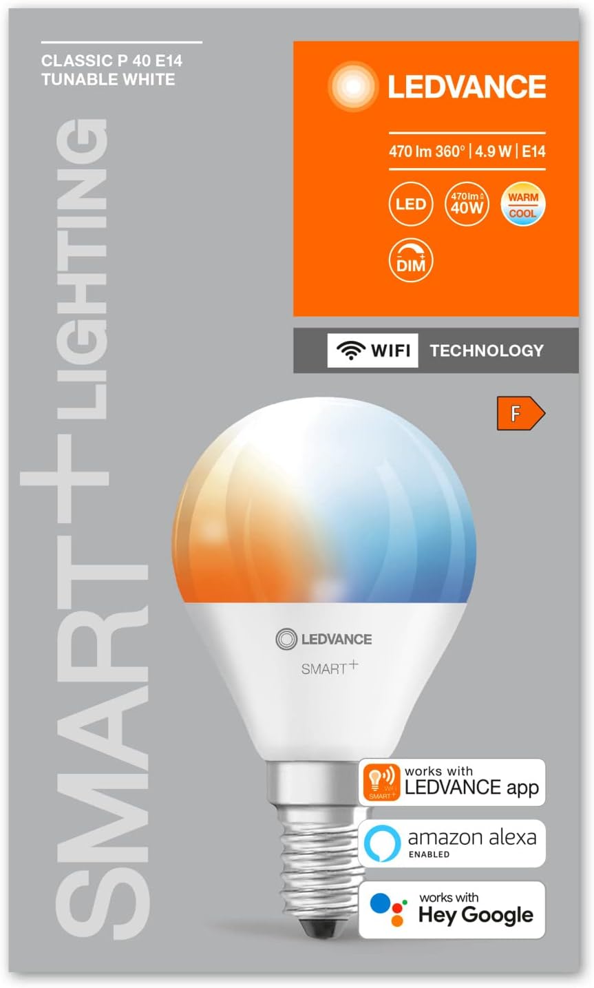 LEDVANCE Smart WiFi E14 LED Bulb, Dimmable Tunable White 4‑Pack
