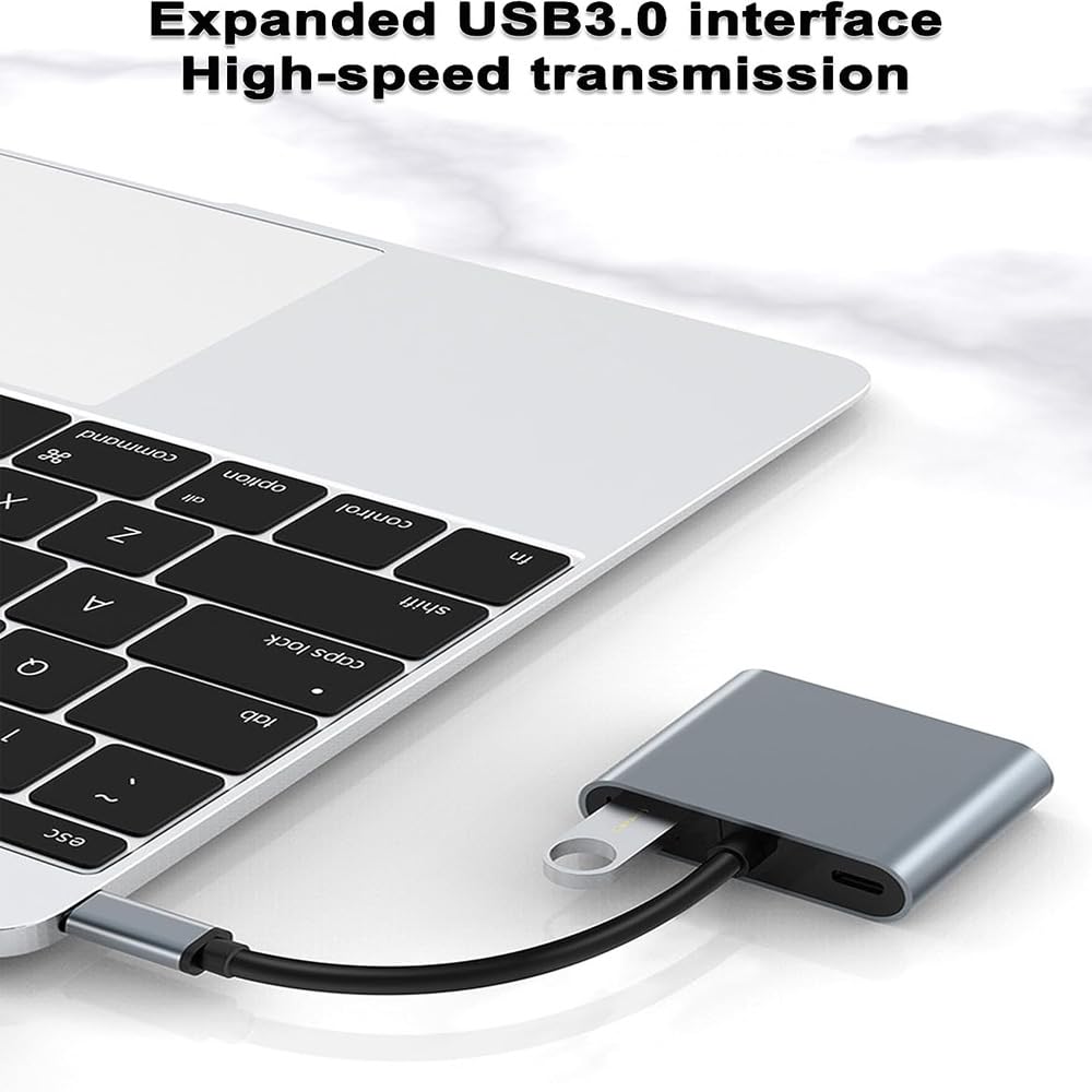WISYIFIL USB-C to Dual HDMI Adapter 4-in-1 Hub with 4K Output