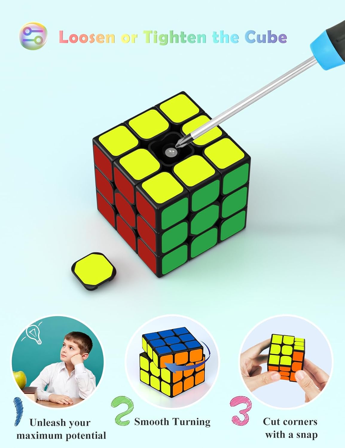 Roxenda Magic Cube Set – 2x2, 3x3 & Pyramid Speed Cube
