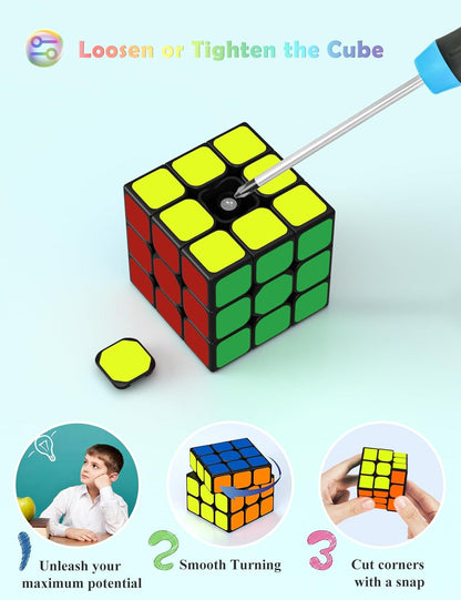 Roxenda Magic Cube Set – 2x2, 3x3 & Pyramid Speed Cube