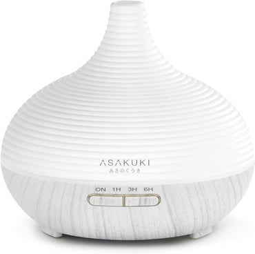 ASAKUKI 300ML Premium Essential Oil Diffuser Quiet 5-In-1 Humidifier with 7 LED Color Changing Light