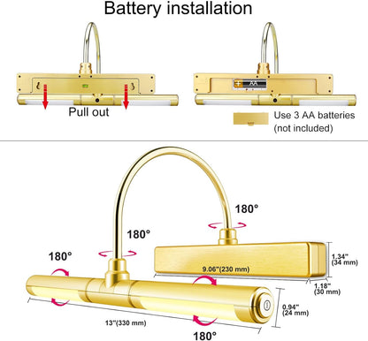 BIGLIGHT B601 Gold-FL LED Picture Light 100lm 33cm