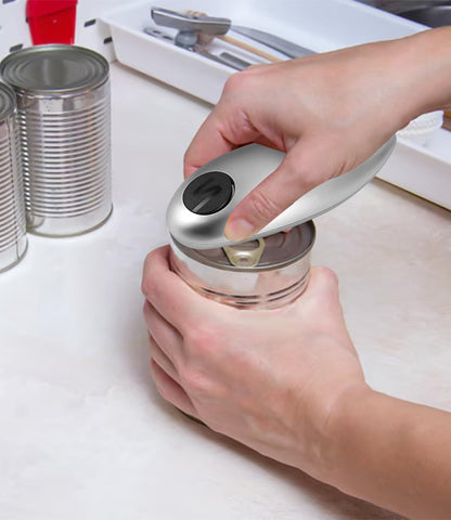 Yulado Electric Can Opener One-Touch Automatic Stainless Steel Blade Silver Black