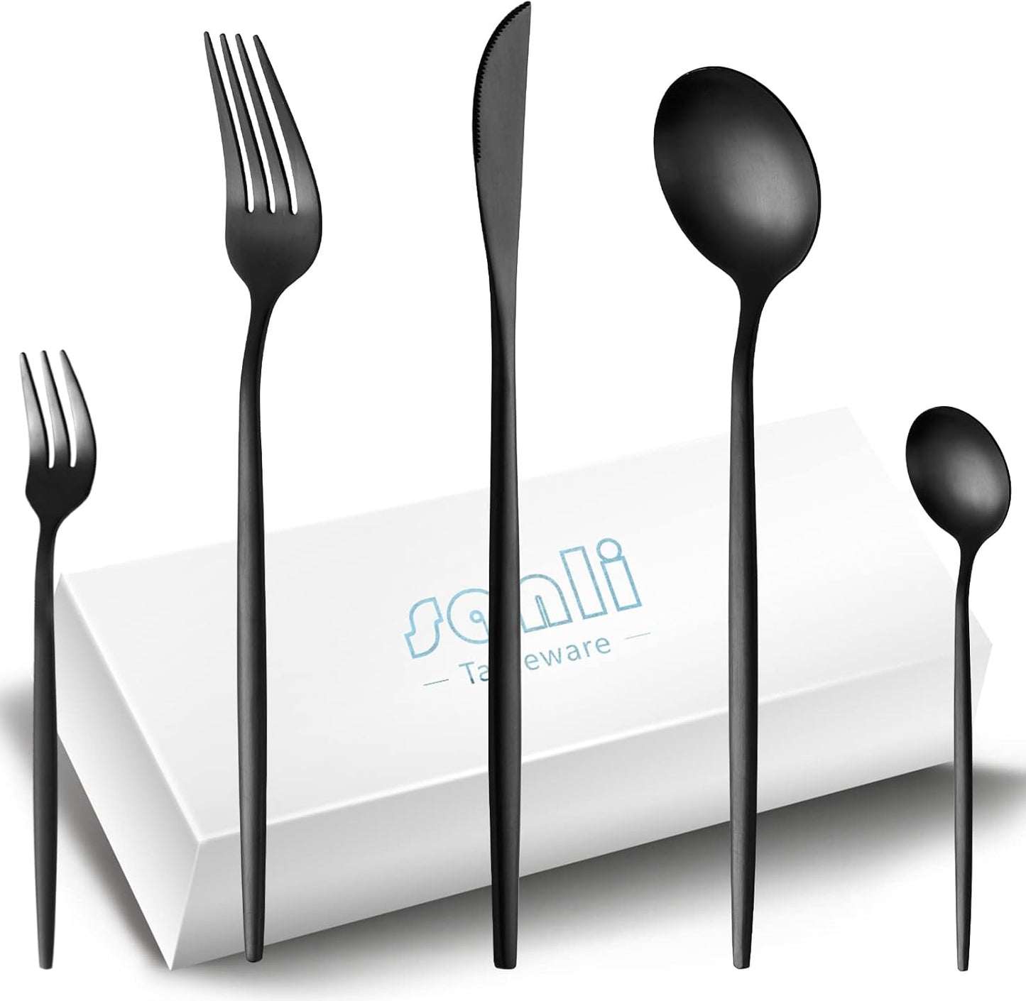 Sanli Matte Black 60-Piece Cutlery Set for 12 People