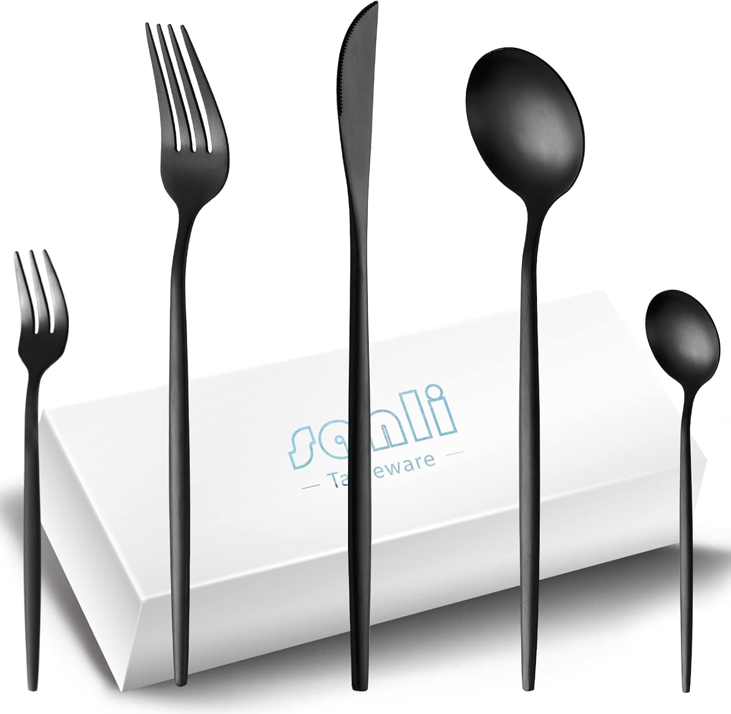 Sanli Matte Black 60-Piece Cutlery Set for 12 People
