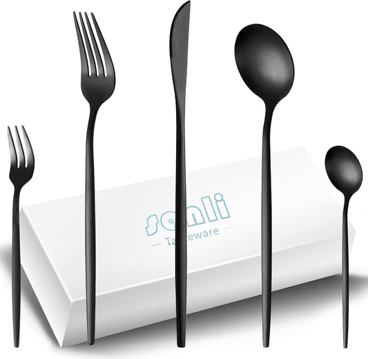 Sanli Matte Black 60-Piece Cutlery Set for 12 People