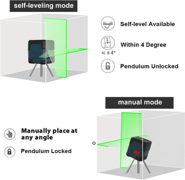 RockSeed Green Laser Level: 360° Rotating Cross Line, Self-Leveling, IP54