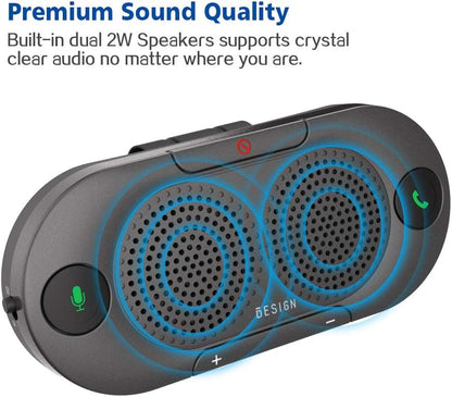 Besign BK06 Metal Gray Bluetooth Car Speakerphone with Visor Clip