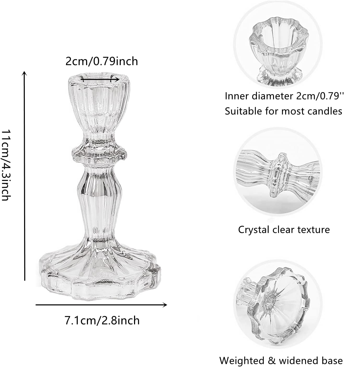 Elegant Clear Glass Candlestick Holder – Floral Design for Events
