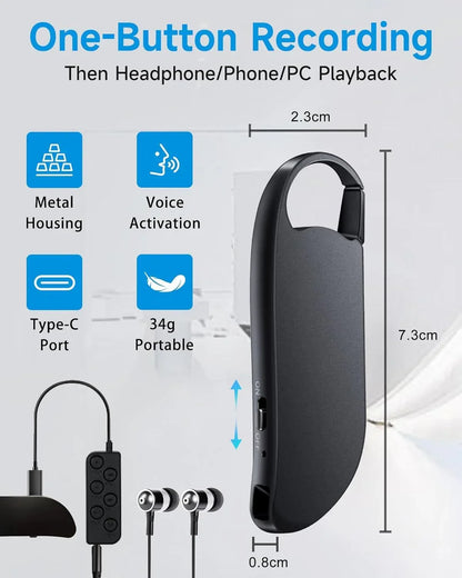 64GB Vandlion Digital Voice Recorder with Triple Noise Reduction - Gomix Brands Outlet