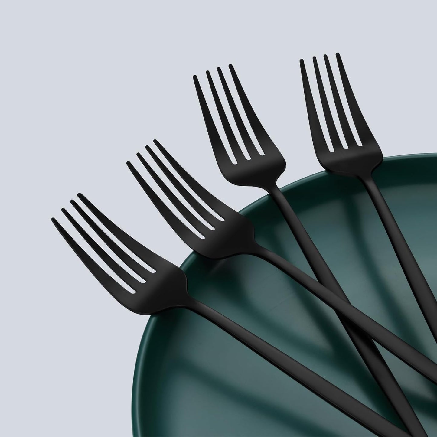 Pleafind 24-Piece Black Stainless Steel Dinner Fork Set