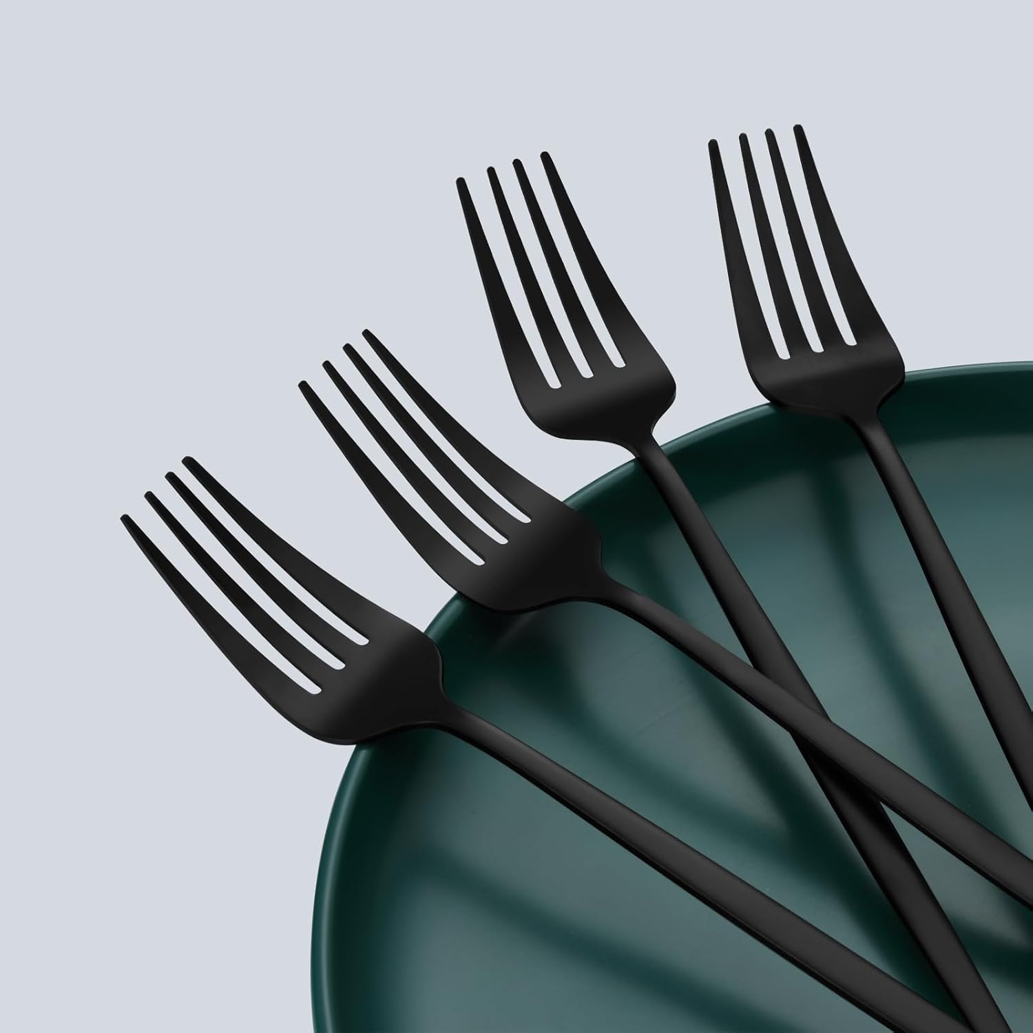Pleafind 24-Piece Black Stainless Steel Dinner Fork Set