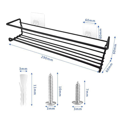 Metal Wall-Mounted Spice Rack Organizer Set - Black, 2 Pieces