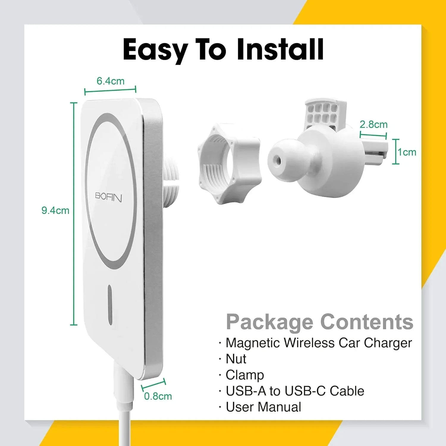 Wireless Magnetic Car Phone Mount with Fast 15W MagSafe Charging - Gomix Brands Outlet