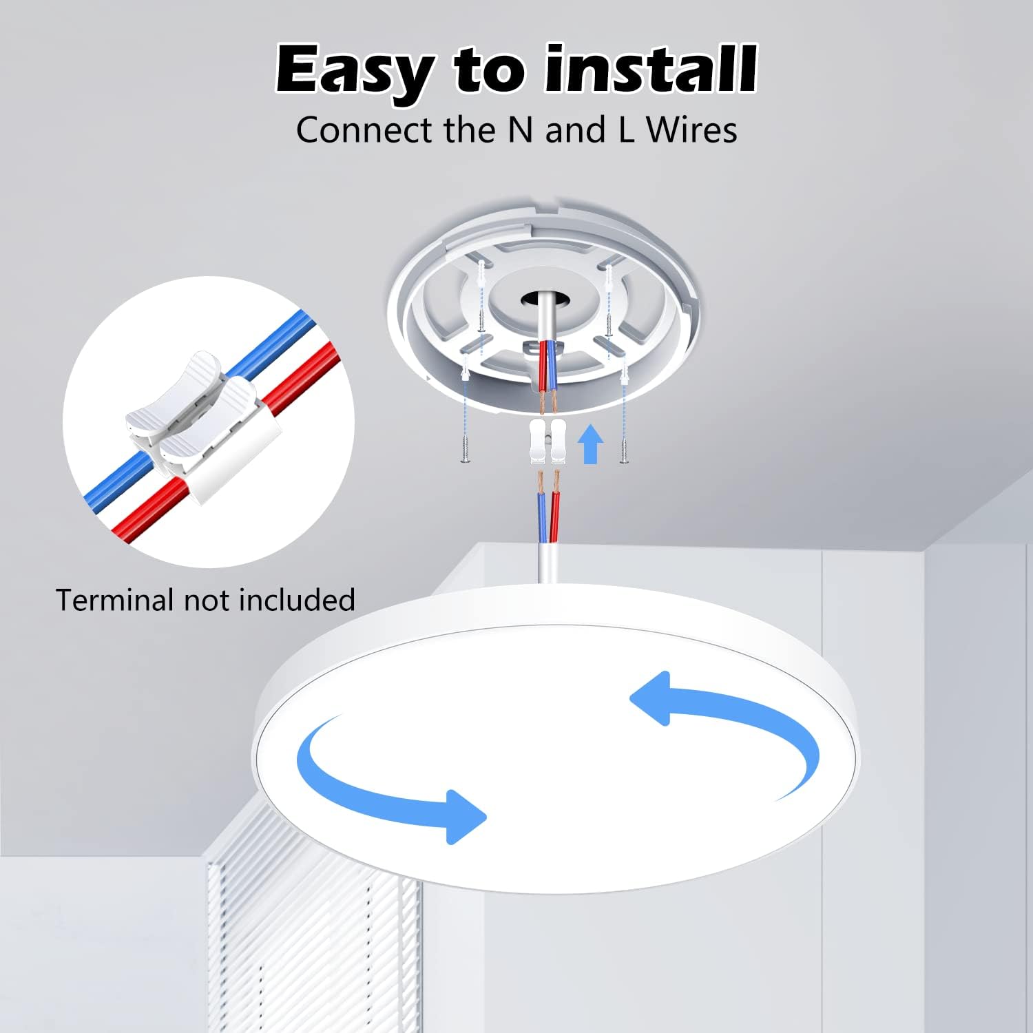 OUILA Dimmable LED Ceiling Light 24W with Remote Control 3000K-6500K IP44 Waterproof Ø28cm 2000LM Modern Ceiling Lamp for Bedroom Kitchen Living Room