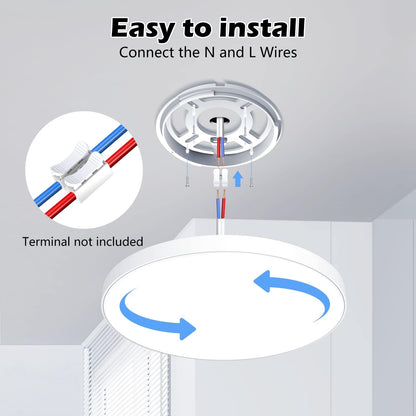 OUILA Dimmable LED Ceiling Light 24W with Remote Control 3000K-6500K IP44 Waterproof Ø28cm 2000LM Modern Ceiling Lamp for Bedroom Kitchen Living Room