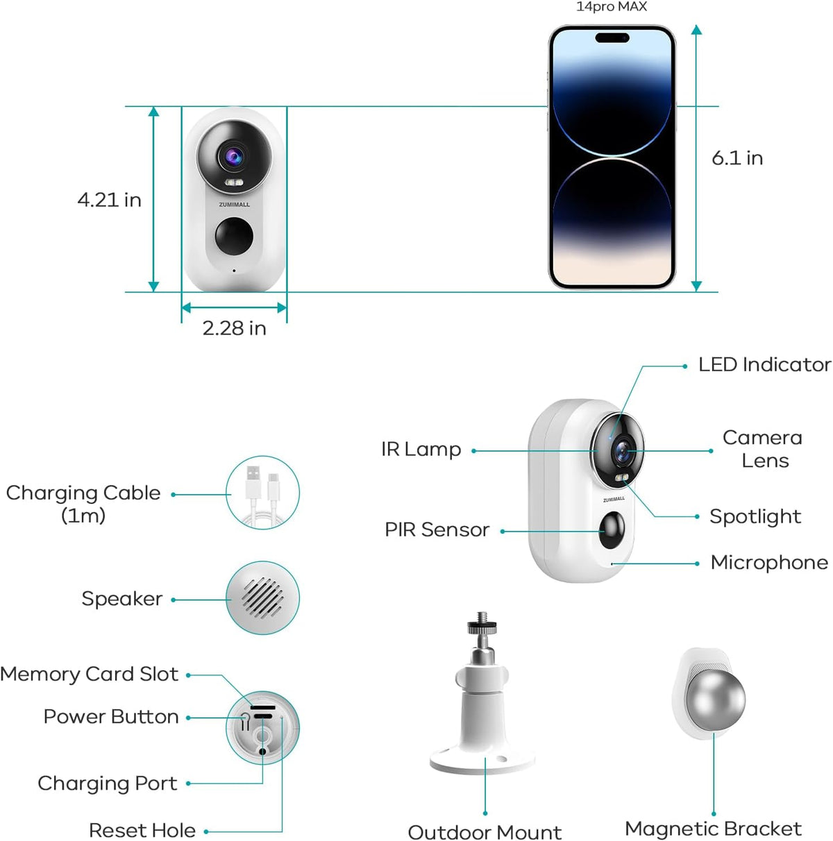 ZUMIMALL F5 Wireless Outdoor WiFi Security Camera 2K