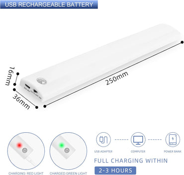 Vicloon Motion Sensor Cabinet LED Light – 3 Pack USB Rechargeable