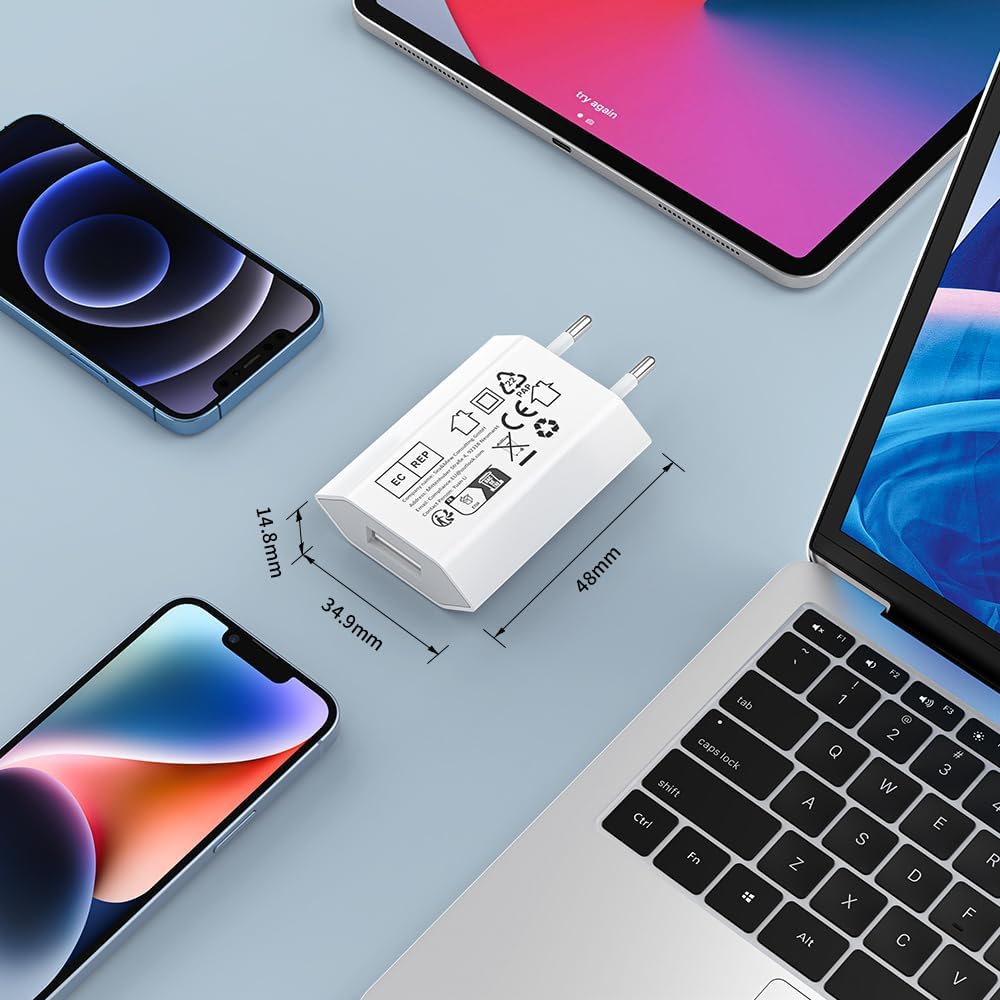 Romalux 4-Pack iPhone Charger Cable 2M and 5W USB Wall Adapter Compatible with iPhone 14 13 12 11 Pro Max XR X XS 8 7 6S 6 Plus SE 5S 5 5C iPad