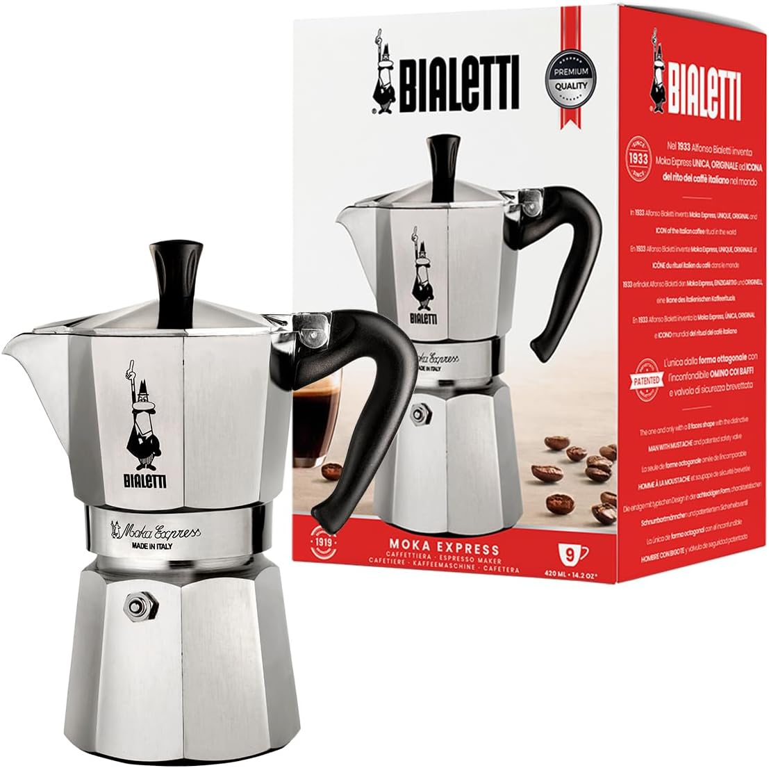 Bialetti Moka Express 9‑Cup Aluminum Stovetop Espresso Maker