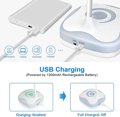 Gobikey LED Desk Lamp 2-in-1 Reading Night Light Dimmable USB Rechargeable Touch Control White