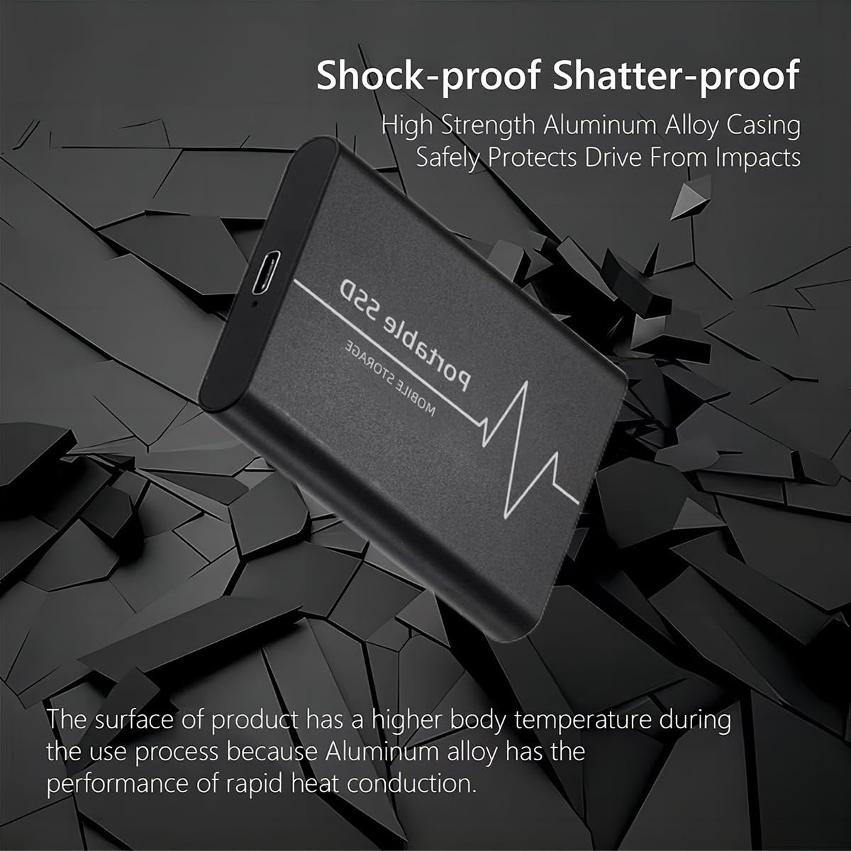 2TB Ultra Slim Portable External Hard Drive USB 3.1 Shockproof