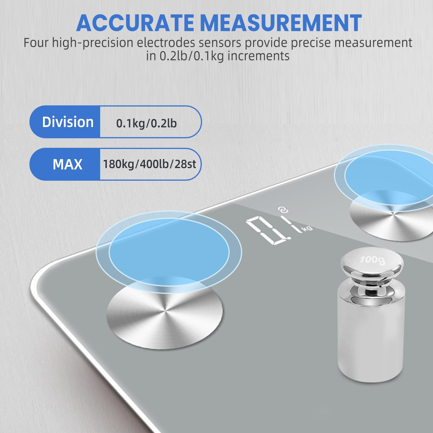 BAGAIL BASICS Smart Scale Body Composition Monitor Health Analyzer with Smartphone App 400lbs/180KG