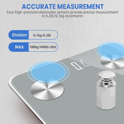 BAGAIL BASICS Smart Scale Body Composition Monitor Health Analyzer with Smartphone App 400lbs/180KG
