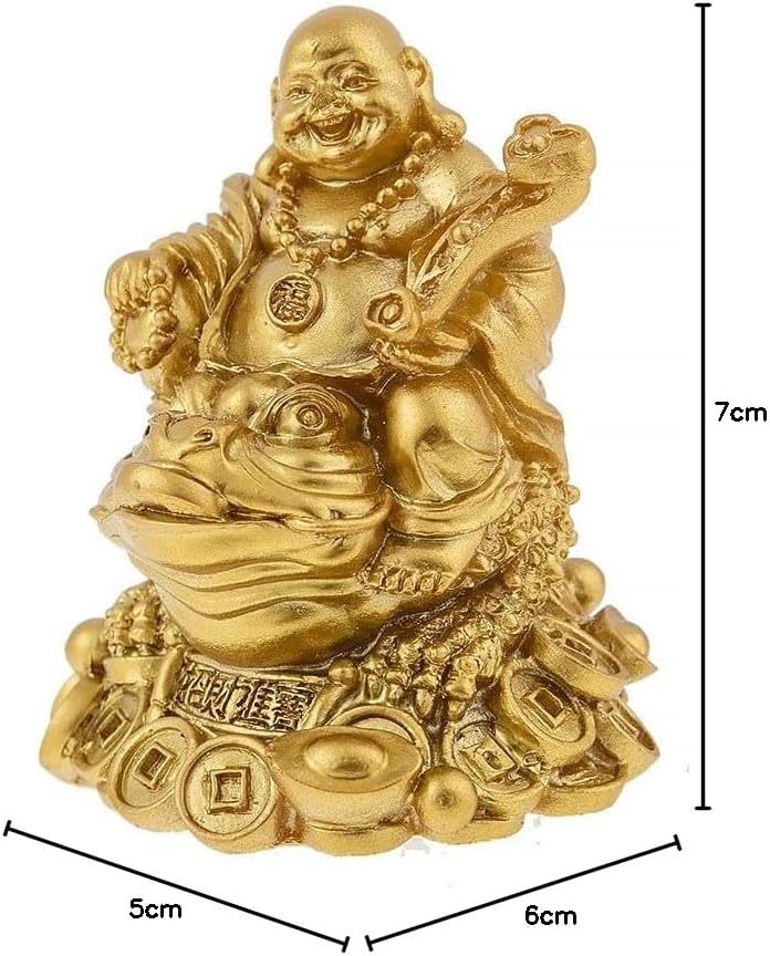 Laughing Buddha on Feng Shui Frog – 7cm Prosperity Figurine