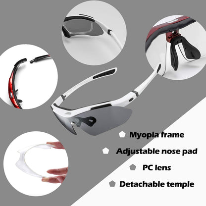ROCKBROS Men's Polarized Cycling Goggles with 5 Interchangeable UV400 Lenses
