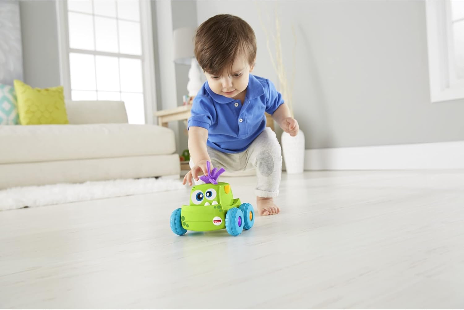 Fisher-Price Green Press‑N‑Go Monster Truck Crawling Toy for Babies
