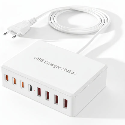 RENGOGA 100W 8-Port USB C Charger Station 4 USB-C 4 USB-A PD3.0 White